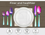 Stainless Steel Cutlery Set Glossy Knife Fork Spoon Teaspoon Child Rainbow 30pcs