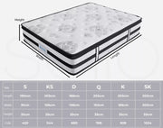 Dreamz Spring Mattress Euro Top Double Bed 5 Zone Pocket Medium Firm Memory 35cm