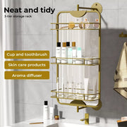 Yezi Bathroom Mirror Cabinet 360° Swivel Wall Mirrors Double-side Gold Rectangle