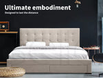 Levede Wooden Bed Frame Double Queen King Mattress Base With 4 Storage Drawers