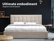 Levede Wooden Bed Frame Double Queen King Mattress Base With 4 Storage Drawers