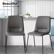Levede Stackable Dining Chairs Kitchen Lounge Chair PU Leather Grey Set of 4