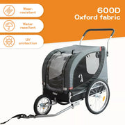 Pawz Pet Bike Trailer Foldable Pet Stroller 3-IN-1 Outdoor Cycling Sunroof