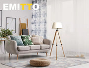 Emitto Tripod Floor Lamp Reading Light Adjustable Wooden Stand White Shade
