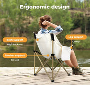 Levede Folding Camping Moon Chair Lightweight Outdoor Chairs Portable Seat Beige