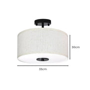 Emitto Led Ceiling Light Modern Bedroom Pendant Lights Linen Shade Flush