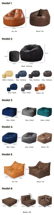 Marlow Bean Bag Cover Gaming Couch Indoor Loungue Seat Lazy Floor Recliner Sofa