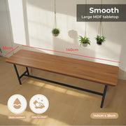 Levede Dining Table Bench Storage Shelf Steel Kitchen Rustic Brown 150cm