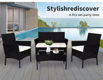 Levede 4PCS Outdoor Furniture Setting Patio Garden Table Chair Set Wicker Lounge