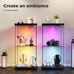 Stacked 4mm Tempered Glass Display Cabinet 3 x RGB Lights Collections Storage