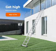 Traderight Multi Purpose Ladder Aluminium Folding Platform Extension Step 4.7M