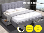 Levede Wooden Bed Frame Double Queen King Fabric Storage Mattress Base Gas Lift