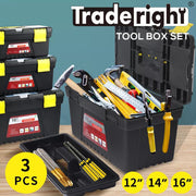 Traderight Tool Storage Set Tool Box 3 PCS Lock Organiser Portable Handle Garage