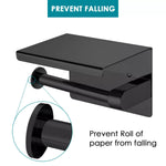 Toilet Paper Holder Roll Bath Tissue Storage Hook Rack 304 Stainless Steel Black