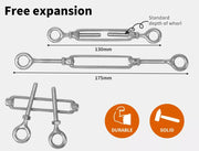 Traderight Balustrade Wire Kit Rope Stainless Steel Eye Fork Turnbuckle 10 PCk