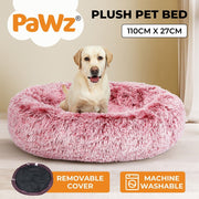 Pawz Pet Dog Calming Bed Cat Warm Soft Plush Round Washable Removable Cover Pink