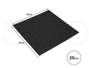 Marlow 20x Carpet Tiles Heavy Commercial Retail Office Flooring Black 50X50cm