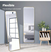 Yezi Full Length Wall Mirror 1.7m Floor Free Standing Makeup Mirrors Gold Frame