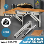 Traderight Folding Table Bracket Stainless Steel 150KG Wall Shelf Bench 2PCS 12