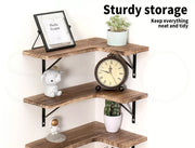 Levede Floating Shelf DIY Corner Hanging Shelves Wall Mounted Storage Wood 4PC