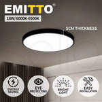 Emitto Ultra-Thin 5CM LED Ceiling Down Light Surface Mount Living Room Black 18W