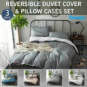 Dreamz Microfibre Quilt Cover Set Duvet Doona Pillow Case Reversible Use AllSize