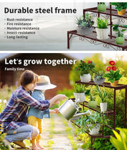 Levede Plant Stand 3 Tier Rectangle Metal Flower Pot Planter Corner Shelf Bronze
