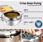 Toque 20cm Japanese Deep Frying Pot Stainless Steel Tempura Fryer Fry Pan Silver
