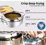 Toque 20cm Japanese Deep Frying Pot Stainless Steel Tempura Fryer Fry Pan Silver