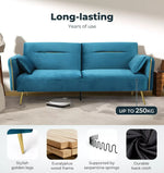 Levede Sofa Bed Convertible Lounge Futon Armrest Couch Velvet 3-Seater Recliner
