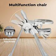 Bopeep Baby High Chair Folding Double Trays Adjustable Height Wheel Eating