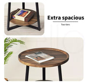 Levede Side Table Coffee Bedside Tables Nightstand Storage Steel Legs 60cm Dia.