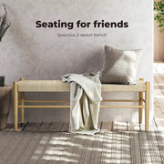 Levede 1x Wicker Bench Dining Chair Wooden Kitchen Natural Lounge Bedroom Cafe