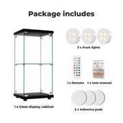 Stacked Tempered Glass Display Cabinet With 3 RGB Lights Collections Lockable