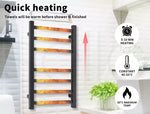 Heated Towel Rail Warmer Rack Wall Mounted Bathroom Electric 7 Bars Dryer Black