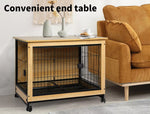 Pawz Wooden Wire Dog Kennel Side End Table Steel Puppy Crate Indoor Pet House L