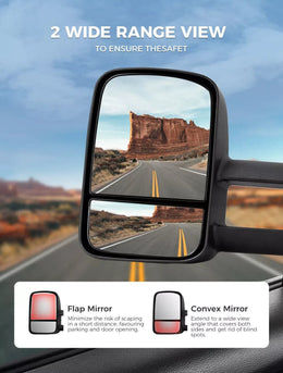 Galvan 2x Extendable Towing Mirrors Black for Toyota Landcruiser LC 100 98-07