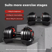 Centra 24kg Adjustable Dumbbell Single Weight Plates Home Gym Fitness Exercise