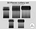 Stainless Steel Cutlery Set Travel Knife Fork Spoon Black Child Tableware 30pcs