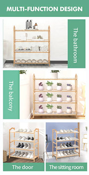Levede Bamboo Shoe Rack Cabinet Storage Organizer Wooden Stand Shelves 65CM Wide