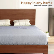 Levede Double Bed Frame Rubberwood Timber Headboard Mattress Base Walnut