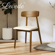 Levede 2x Dining Chairs Kitchen Chair PU Leather Rubberwood Frame Cafe Lounge
