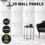 12Pcs 3D Wall Panels 50x50cm DIY Waterproof Scratchproof Home Decor Easy Install