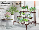 Levede Plant Stand 3 Tier Rectangle Metal Flower Pot Planter Corner Shelf Bronze