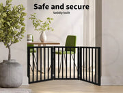 Pawz Wood Pet Gate Dog Fence Indoor Guard Safety Barrier Portable Security Grey