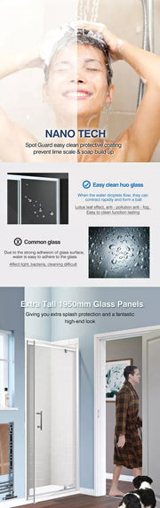 Levede Shower Screen Screens Door Seal Enclosure Glass Panel Frameless Pivot