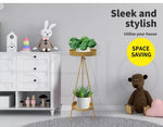 Levede Plant Stand 2 Tiers Outdoor Indoor Metal Flower Pots Rack Garden Shelf