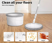 Cleanflo Spin Mop and Bucket Set Dry Wet 360° Rotating Floor Cleaning 2 Heads