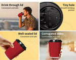 50 Pcs 16oz Disposable Takeaway Coffee Paper Cups Triple Wall Take Away w Lids