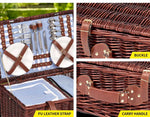 Picnic Basket 4 Person Baskets Set Insulated Willow Outdoor Blanket Gift Storage